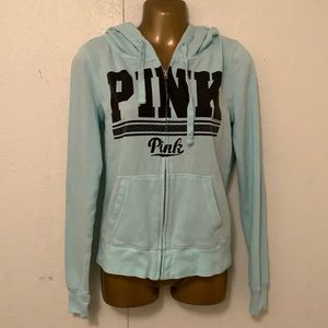 Pink vs hoodie sweater baby blue small women’s